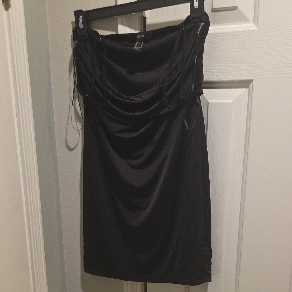 Forever 21 Black Draped Mini Dress